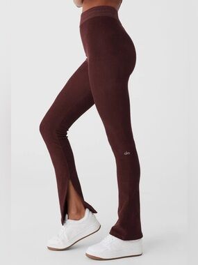 Alo Yoga Seamless Luxe Terry High-Waist Cuddle Legging Cherry Cola